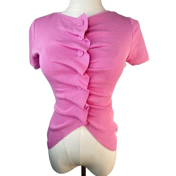 ZARA Pink Ruched Front Top Small Viscose & Polyamide Blend - Picture 1 of 14